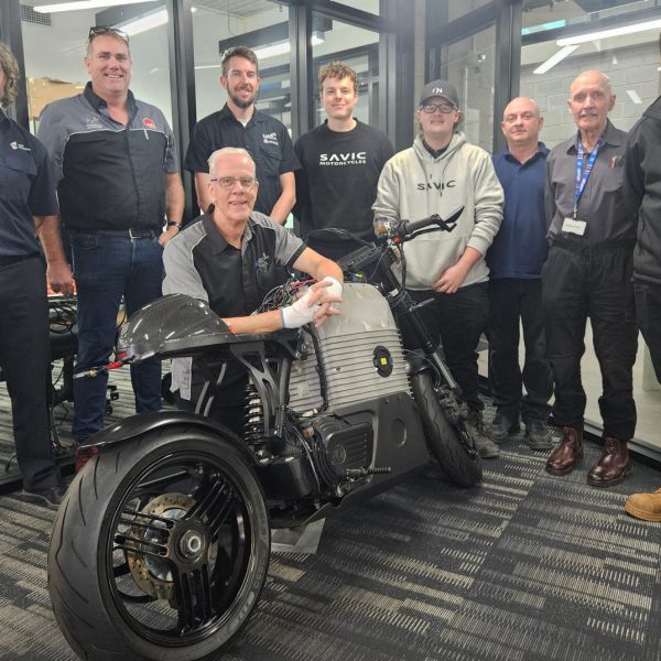 Electric Motorcycle training participants at Docklands Campus