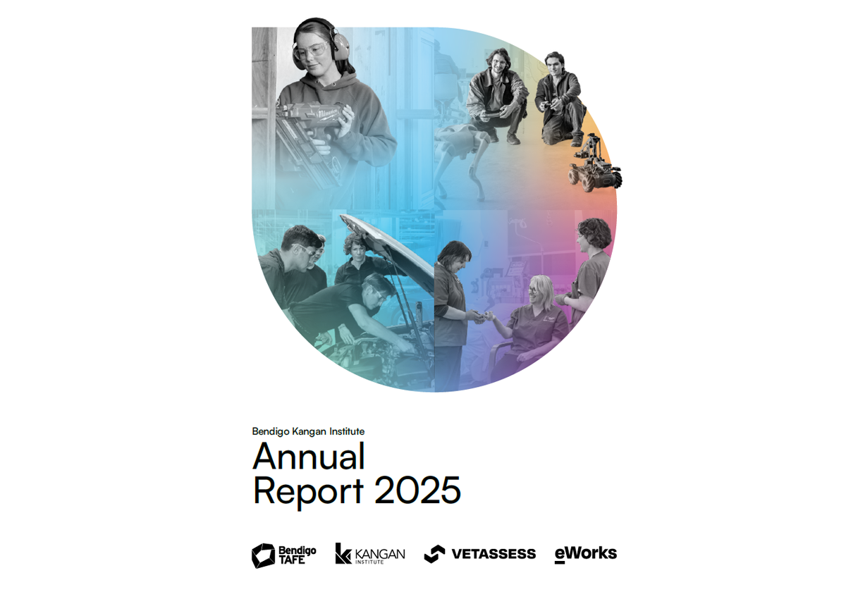 Decorative image - front cover of the 2025 Bendigo Kangan Institute Annual Report